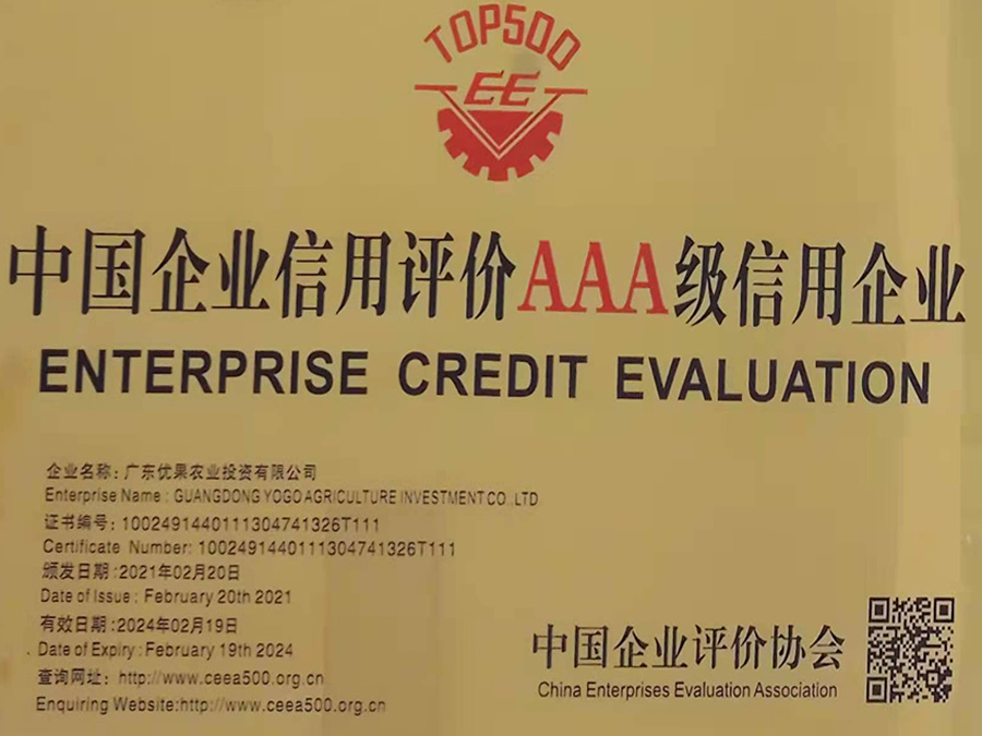 中国企业信用评价AAA级信用企业